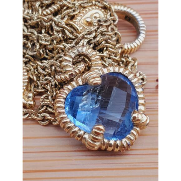 Judith Ripka JR Two Heart Double Chain Necklace Sterling Silver 925 Gold Plated - Picture 1 of 8